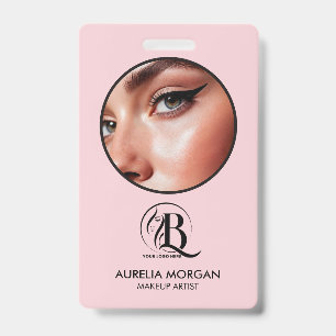 Blush Pink Script Logo Photo Makeup Artist Badge