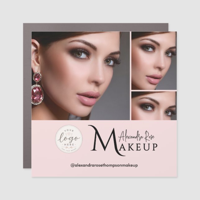 Blush Pink Script Logo Photo Makeup Artist  Car Magnet (Front)