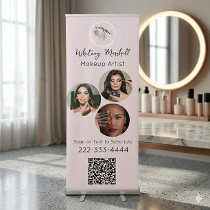 Blush Pink Script Logo Photo Makeup Artist Retractable Banner