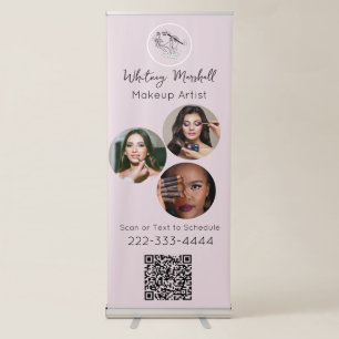 Blush Pink Script Logo Photo Makeup Artist Retractable Banner