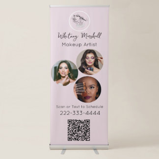 Blush Pink Script Logo Photo Makeup Artist Retractable Banner