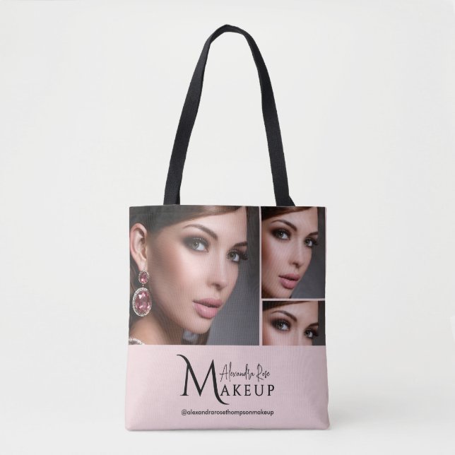 Blush Pink Script Logo Photo Makeup Artist  Tote Bag (Front)