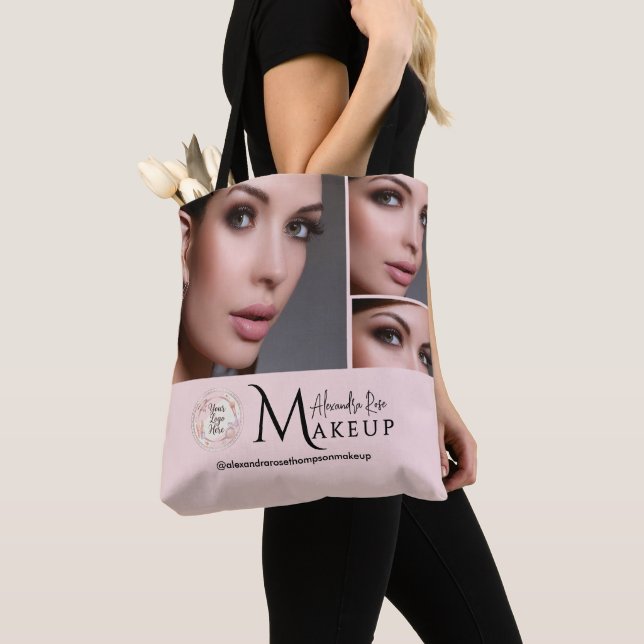 Blush Pink Script Logo Photo Makeup Artist  Tote Bag (Close Up)