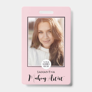 Blush Pink Script Logo Photo Makeup Badge