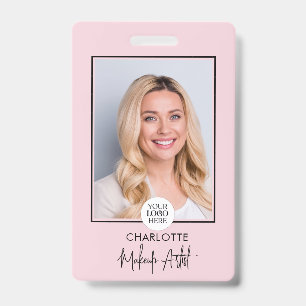 Blush Pink Script Logo Photo Makeup  Badge
