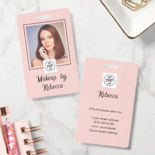 Blush Pink Script Logo Photo Makeup Badge