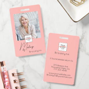 Blush Pink Script Logo Photo Makeup Badge