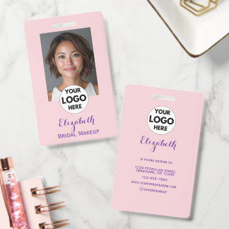 Blush Pink Script Logo Photo Makeup Badge