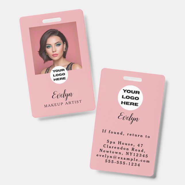 Blush Pink Script Logo Photo Makeup Badge (Front & Back)