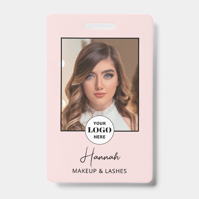 Blush Pink Script Logo Photo Makeup Badge (Front)
