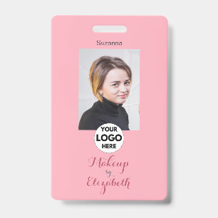 Blush Pink Script Logo Photo Makeup Badge