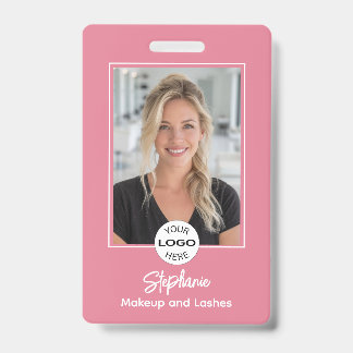 Blush Pink Script Logo Photo Makeup Badge