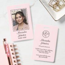 Blush Pink Script Logo Photo Makeup Badge