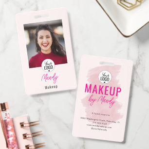 Blush Pink Script Logo Photo Makeup Badge