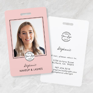 Blush Pink Script Logo Photo Makeup Badge