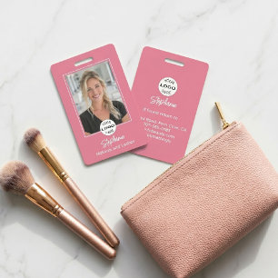 Blush Pink Script Logo Photo Makeup Badge