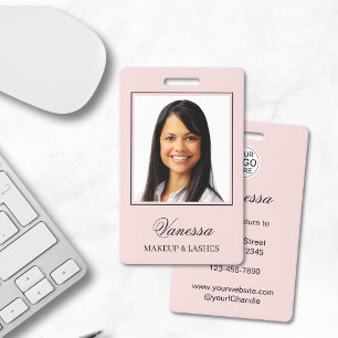 Blush Pink Script Logo Photo Makeup Badge