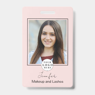 Blush Pink Script Logo Photo Makeup Badge