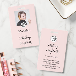 Blush Pink Script Logo Photo Makeup Badge