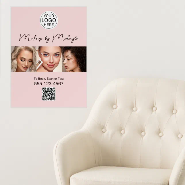 Marked Script Makeup Blush Pink Script Logo Photo Makeup Studio Foam Board | Zazzle