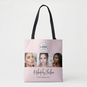 Blush Pink Script Logo Photo Makeup Studio Tote Bag