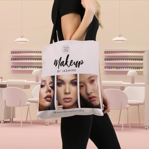 Blush Pink Script Logo Photo Makeup Studio  Tote Bag
