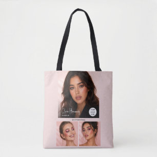 Blush Pink Script Logo Photo Makeup Studio Tote Bag