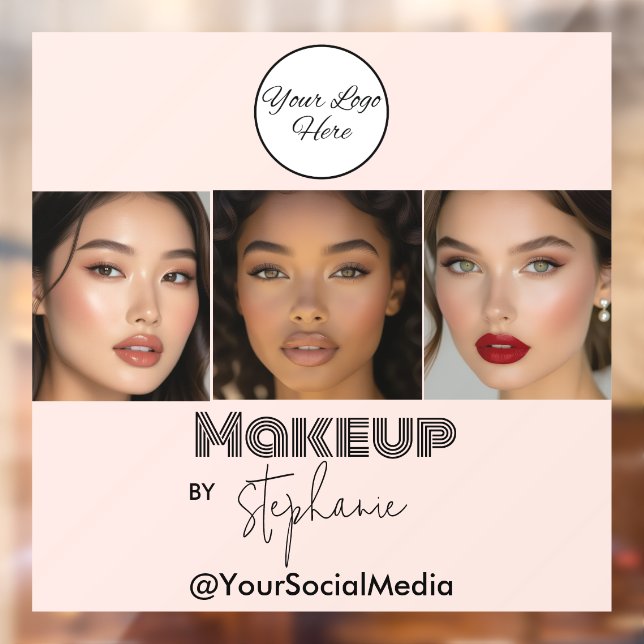Blush Pink Script Logo Photo Makeup Studio Window Cling (Sheet 2)