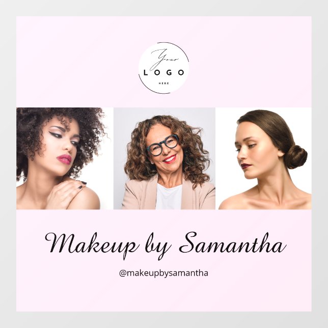 Blush Pink Script Logo Photo Makeup Studio Window Cling (Sheet)