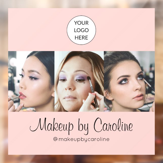 Blush Pink Script Logo Photo Makeup Studio Window Cling (Sheet 2)