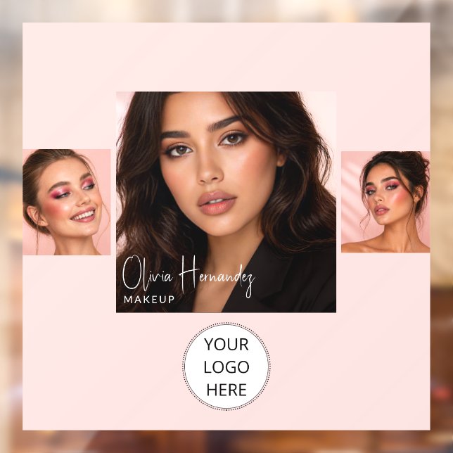 Blush Pink Script Logo Photo Makeup Studio Window Cling (Sheet 2)