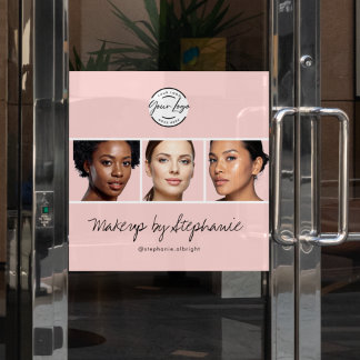 Blush Pink Script Logo Photo Makeup Studio Window Cling