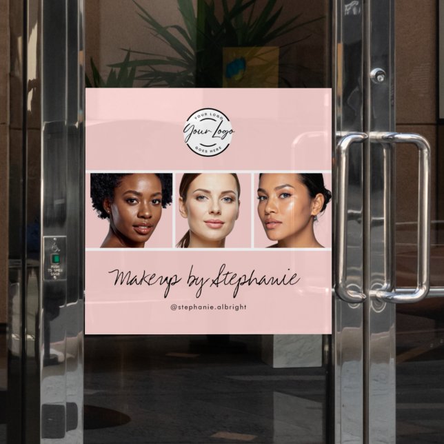 Blush Pink Script Logo Photo Makeup Studio Window Cling (Creator Uploaded)