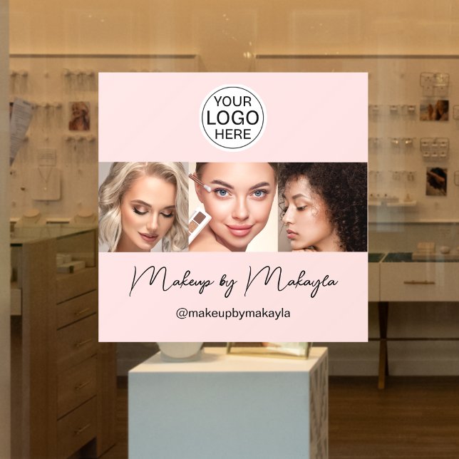 Blush Pink Script Logo Photo Makeup Studio Window Cling (Creator Uploaded)