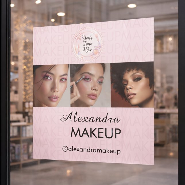 Blush Pink Script Logo Photo Makeup Studio Window Cling (Creator Uploaded)