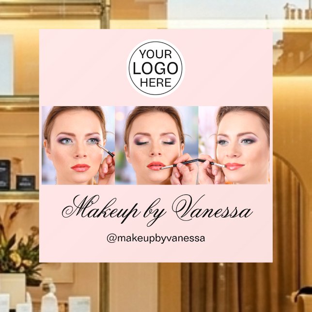 Blush Pink Script Logo Photo Makeup Studio Window Cling (Creator Uploaded)