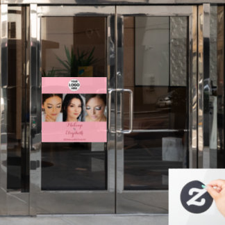 Blush Pink Script Logo Photo Makeup Studio Window Cling