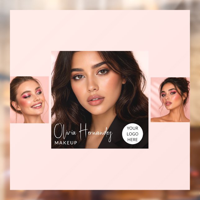 Blush Pink Script Logo Photo Makeup Studio Window Cling (Sheet 2)