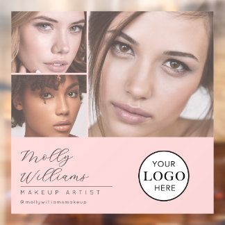 Blush Pink Script Logo Photo Makeup Studio Window Window Cling