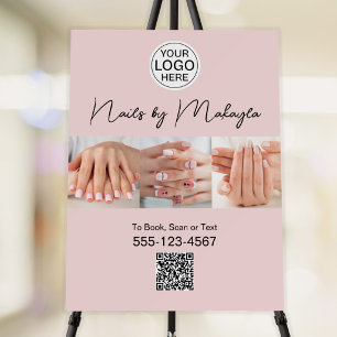 Blush Pink Script Logo Photo Nail Salon Foam Board