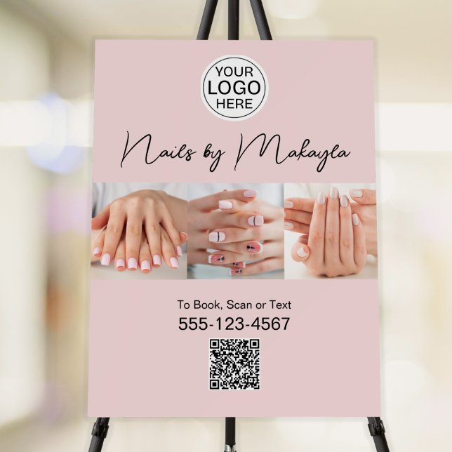 Blush Pink Script Logo Photo Nail Salon Foam Board (Creator Uploaded)