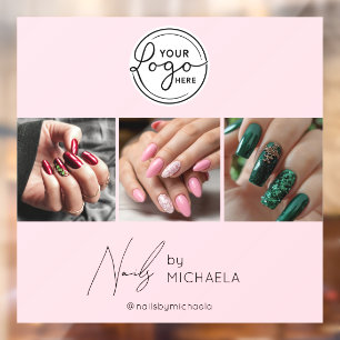 Blush Pink Script Logo Photo Nail Studio  Window Cling