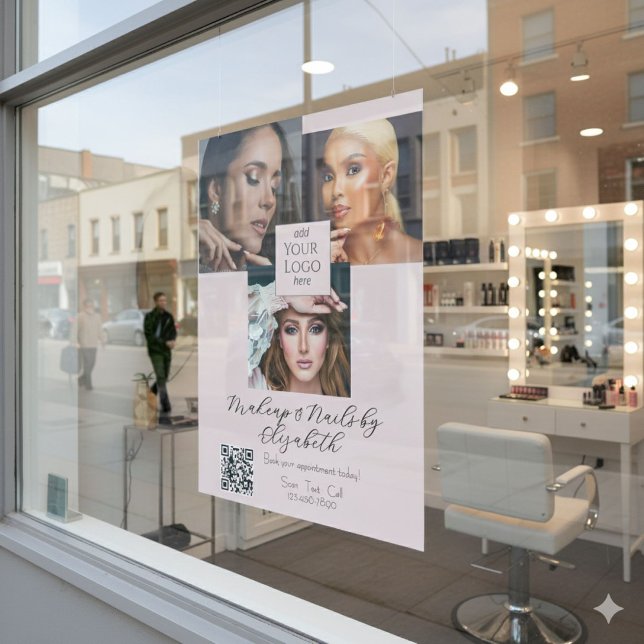 Blush Pink Script Logo QR Code Photo Double Sided Foam Board (Creator Uploaded)
