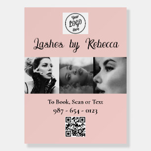 Blush Pink Script Logo QR Code Photo Eye Lashes Foam Board