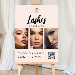 Blush Pink Script Logo QR Code Photo Lash Artist Foam Board