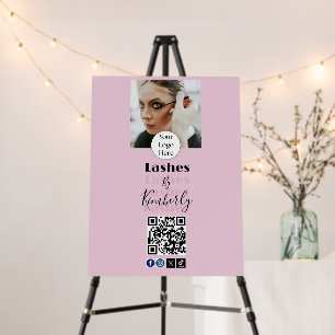 Blush Pink Script Logo QR Code Photo Lash Studio Foam Board