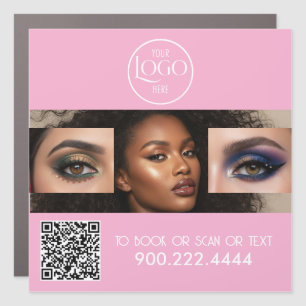 Blush Pink Script Logo QR Code Photo Makeup Car Magnet