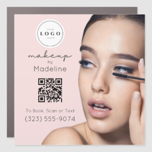 Blush Pink Script Logo QR Code Photo Makeup Car Magnet