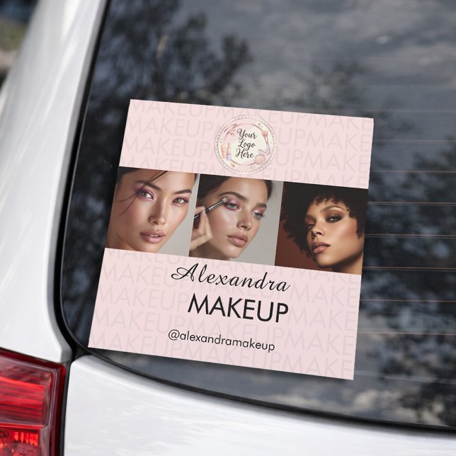 Blush Pink Script Logo QR Code Photo Makeup Car Magnet (Creator Uploaded)