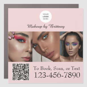 Blush Pink Script Logo QR Code Photo Makeup Car Magnet